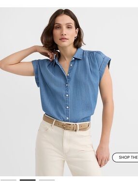 LOFT Light Blue Denim Button-Down Shirt